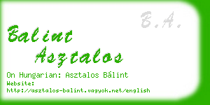 balint asztalos business card
